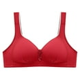 thumbnail image 1 of ATOYSOY Plus Size Everyday Bra Wirefree Breathable Push Up Underwear Solid Color Smoothing Comfort Bra Fitness Workout Support Full Coverage Bra Seamless Clearance Red, 1 of 3