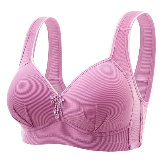 ATOYSOY Plus Size Everyday Bra Wirefree Breathable Push Up Underwear Solid Color Smoothing Comfort Bra Fitness Workout Support Full Coverage Bra Seamless Clearance Purple
