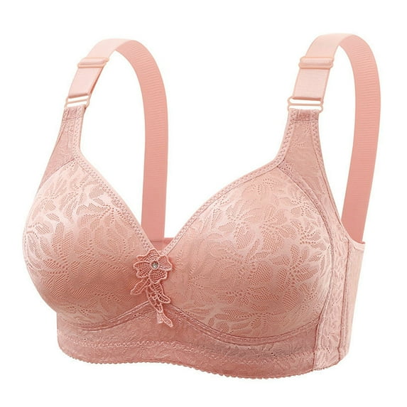 ATOYSOY Plus Size Everyday Bra Wirefree Breathable Push Up Underwear Solid Color Smoothing Comfort Bra Fitness Workout Support Full Coverage Bra Seamless Clearance Pink