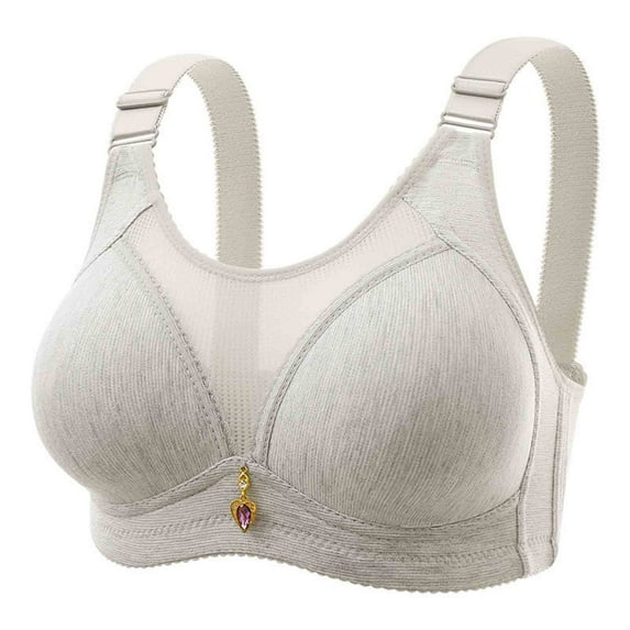 ATOYSOY Plus Size Everyday Bra Wirefree Breathable Push Up Underwear Solid Color Smoothing Comfort Bra Mesh Fitness Workout Support Full Coverage Bra Seamless Clearance Gray