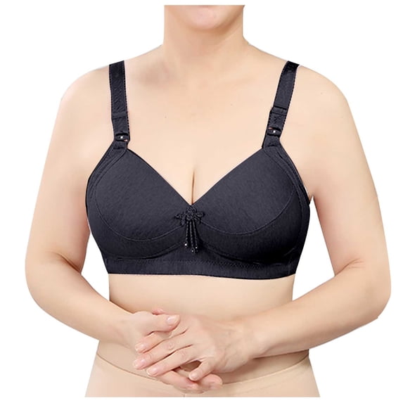 ATOYSOY Plus Size Everyday Bra Wireless Breathable Push Up Underwear Workout Solid Color Girls Teens Seamless Smoothing Comfort Bra Clearance Black