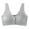 thumbnail image 1 of ATOYSOY Plus Size Everyday Bra Wireless Lightly Breathable Push Up Underwear Floral Lace Comfort Bra Front Closure Button Workout Support Full Coverage Bra Clearance Gray, 1 of 6