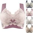 thumbnail image 1 of ATOYSOY Plus Size Everyday Bra Wireless Support Full Coverage Bra Breathable Push Up Underwear Workout Floral Lace Girls Teens Seamless Smoothing Comfort Bra Gray, 1 of 4