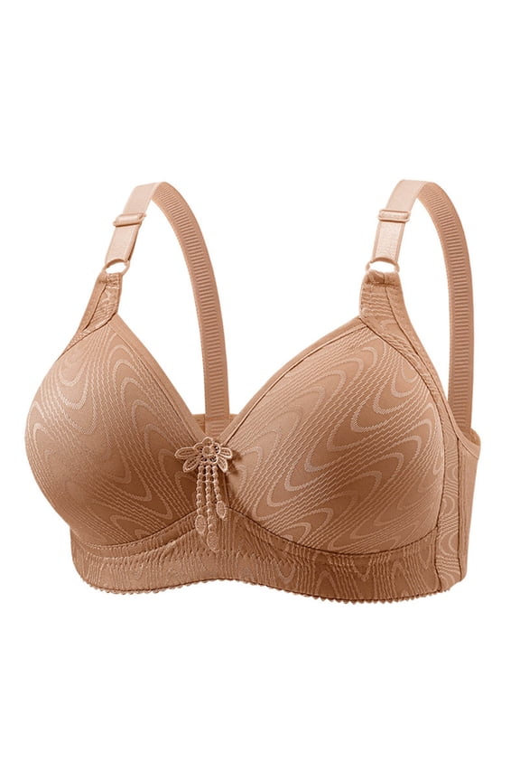 Plus Size Everyday Bra for Women Middle-Aged Elder Thin Lightly Solid Color Underwear Push Up Bralette Workout Breathable Comfort Bra Wirefree