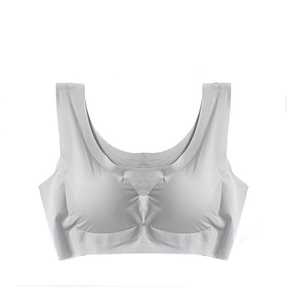 ATOYSOY Plus Size Sports Everyday Bra Breathable Push Up Underwear Wireless Seamless Support Full Coverage Silk Workout Running Gym Yoga Girls Teens Comfy Bra Gray