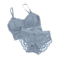 thumbnail image 1 of ATOYSOY Plus Size Underwear Sets Padded Everyday Bra Wireless Underpants Briefs Breathable Push Up Underwear Workout Thin Lightly Girls Teens Floral Lace Comfy Bra Blue, 1 of 3