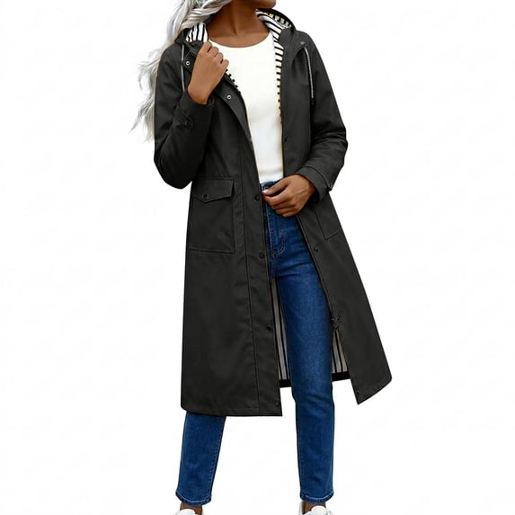 ATOYSOY Rain Jacket Women Waterproof Outdoor with Long Hood Light Women's Trench Coat Windbreaker Raincoats for Women
