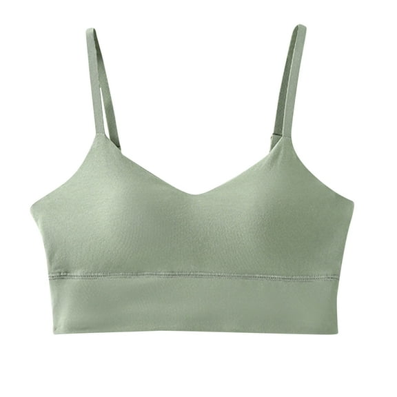 ATOYSOY Ribbed Tank Tops Sports Bra Everyday Bra Adjustable Yoga Activewear Breathable Push Up Bralette Teens Underwear Comfort Bra Wireless Seamless Tank Tops Green M
