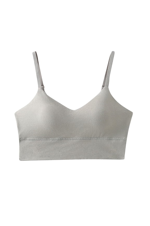 Ribbed Tank Tops Sports Bra Everyday Bra Adjustable Yoga Activewear Breathable Push Up Bralette Teens Underwear Comfort Bra Wireless Seamless Tank Tops Gray M