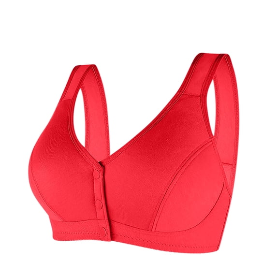 ATOYSOY Seamless Bras for Women Ladies Soft Push Up Front Closure No Underwire Gathering Bra Comfortable Breathable for All Day Wear (Red,L)