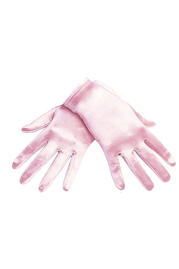 Short Satin Gloves for Women Silk Opera Wedding Bridal Gloves Tea Party Vintage Gloves (Pink,Free Size)