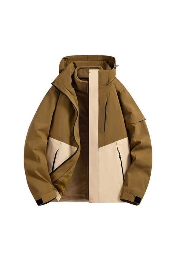 Ski Jacket Windproof,Windproof Jacket Fashion Warm Jacket,for Outdoor Sports,Ski,Winter,Mountain Climbing,Men Women Gold XXL