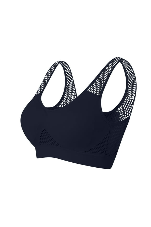 Sports Bra Everyday Bra Mesh Thin Lightly Yoga Activewear Comfort Bra Bralette Solid Color Underwear Teens Push Up Breathable Workout Wireless Black S