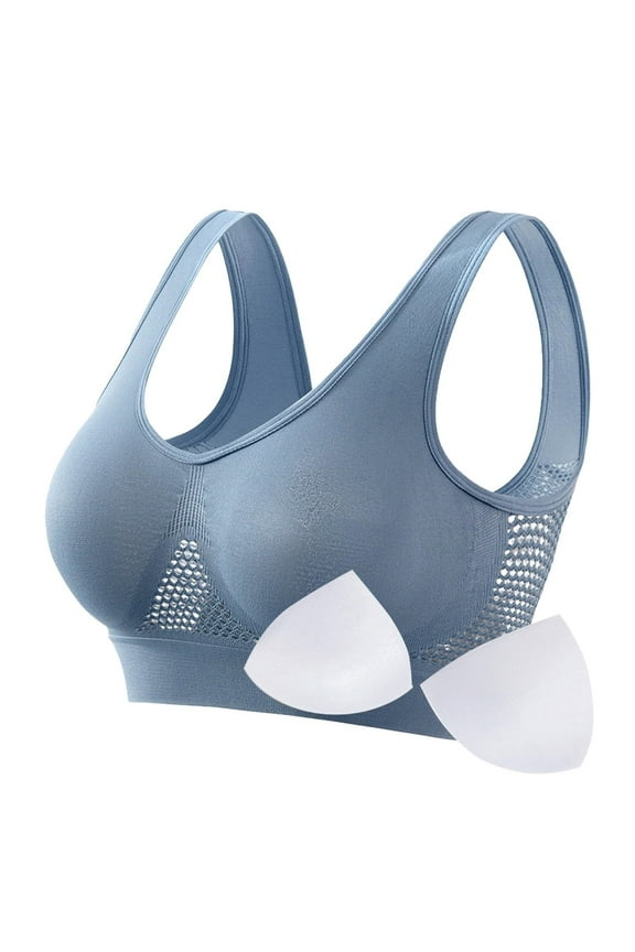 Sports Bra Everyday Bra for Women Mesh Tank Tops Padded Camisoles Yoga Running Activewear Thin Lightly Push Up Bralette Workout Comfort Bra Underwear