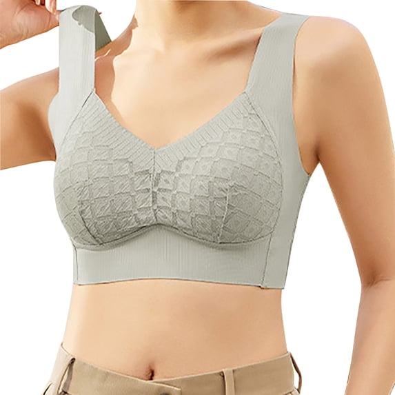 ATOYSOY Sports Bra for Women Plus Size, Athletic Tops Gym Activewear Everyday Bra Seamless Lace Splicing Bra Bralette Underwear Workout Push Up Breathable Green XL