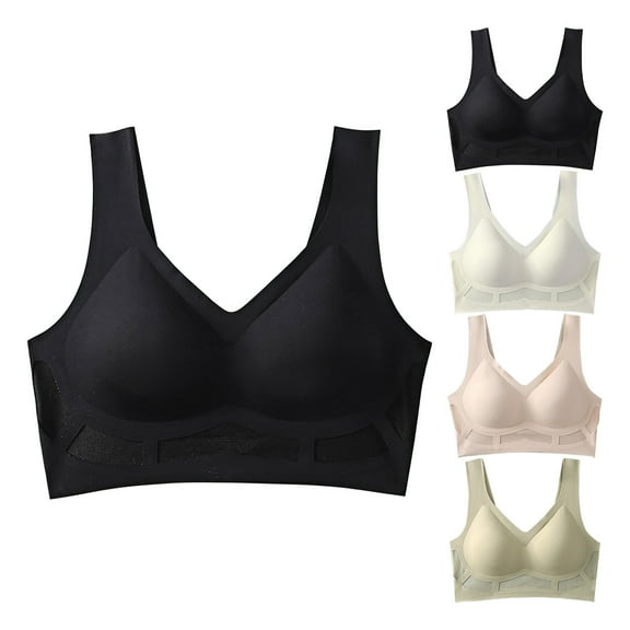 ATOYSOY Sports Bra for Women Plus Size, Athletic Tops Gym Activewear Everyday Bra Seamless Wirefree Workout Push Up Bralette Comfort Bra Underwear Breathable White L