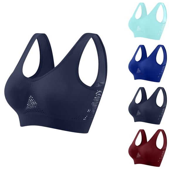 ATOYSOY Sports Bras For Women With Breathable Mesh Holes V Neck Solid Color Wide Shoulder Strap Soft Elastic Fabric Supportive Comfortable Bra For Light Sports And Everyday Wear