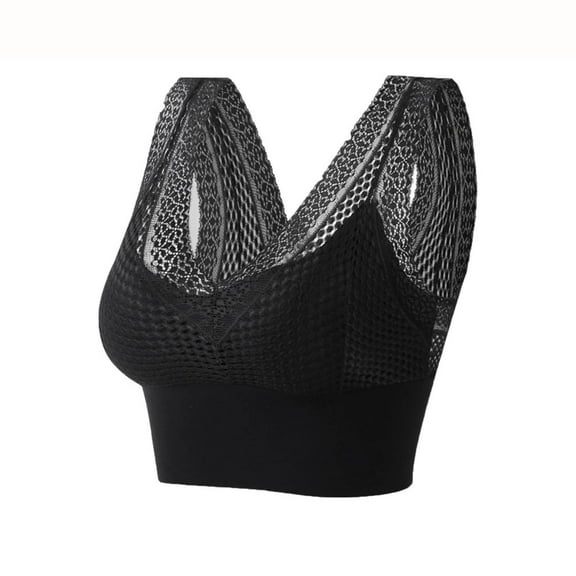 ATOYSOY Sports Bras for Women Lace Bralettes for Women Wireless No Underwire Everyday Bras Wide Strap Shaping Bra (Black,2XL)