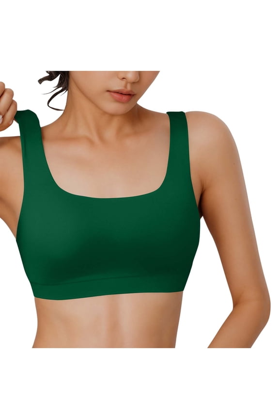 Sports Bras for Women Padded Comfy Yoga Clothes Workout Crop Top with Built in Pads (Army Green,S)