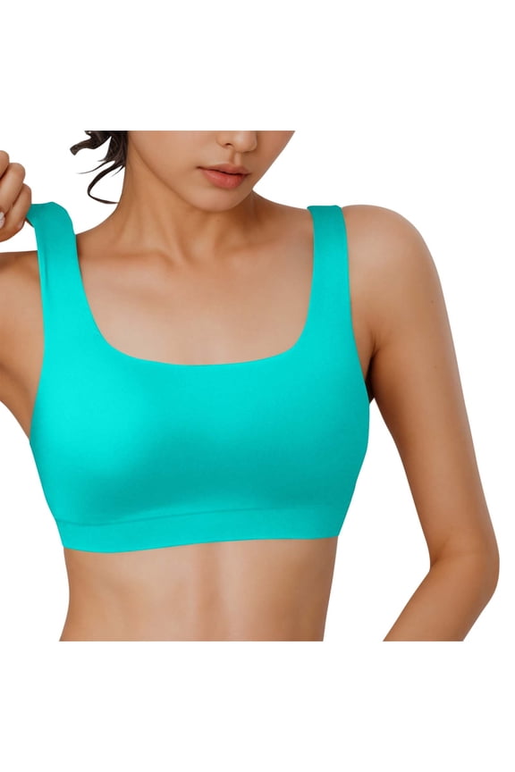 Sports Bras for Women Padded Comfy Yoga Clothes Workout Crop Top with Built in Pads (Mint Green,M)