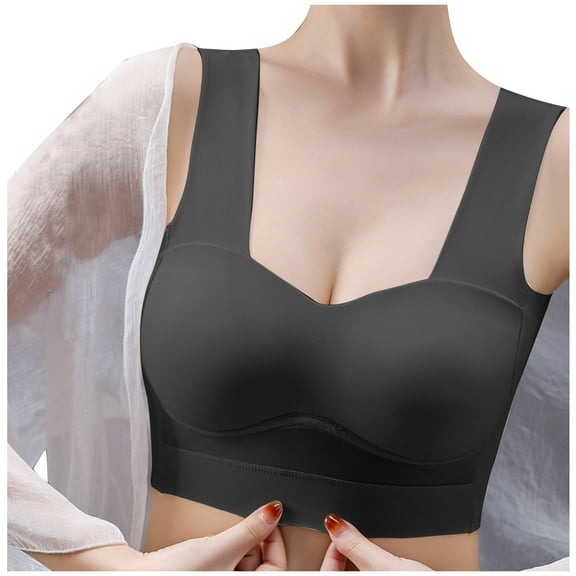 ATOYSOY Sports Everyday Bra Daily Push Up Underwear Slim Tank Tops Wirefree Workout Breathable Lightly Yoga Running Activewear Bralette Comfy Bra Girls Teens Black XXL