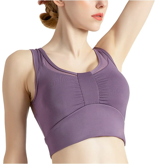 ATOYSOY Sports Everyday Bra Mesh Camisoles Breathable Push Up Underwear Workout Running Gym Yoga Girls Teens Crop Tops Smoothing Comfort Bra Purple