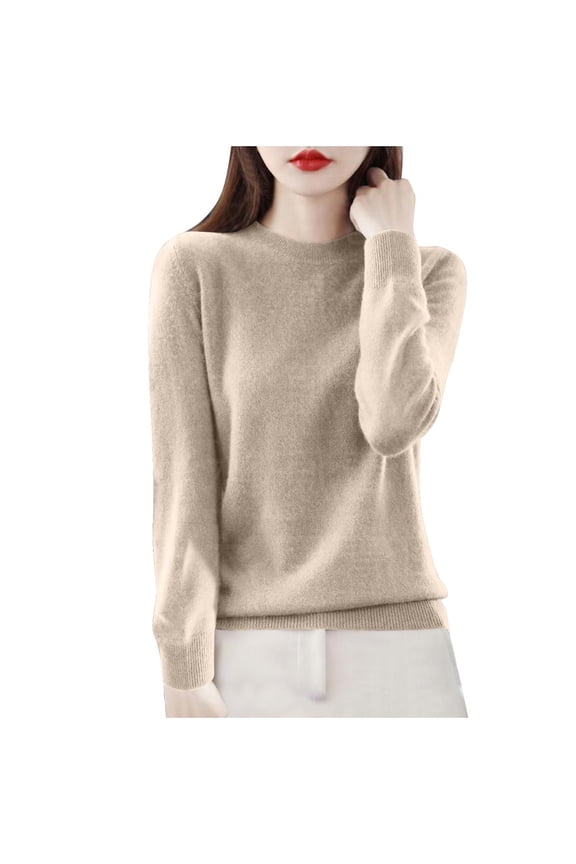 Sweaters for Women Winter fall Knit Long Sleeve Tops Slim Turtleneck Sweaters Tops crew neck Pullover Yellow XL