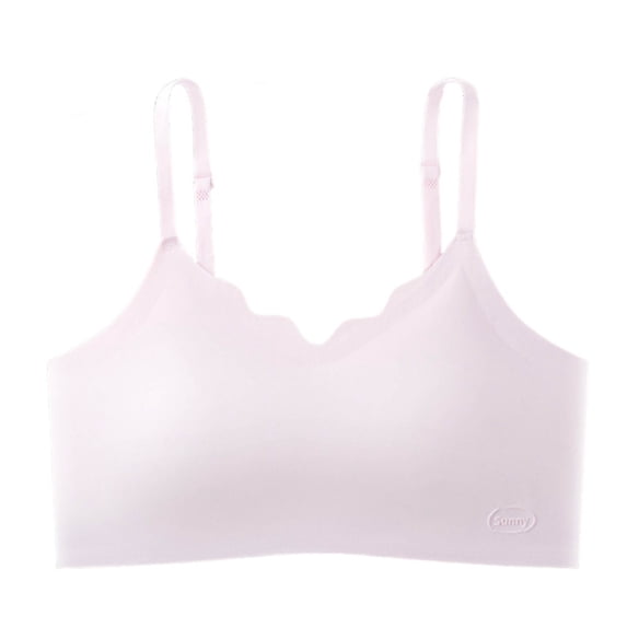 ATOYSOY Teen Girls Seamless Training Bra Scalloped V‑Neck Thin Adjustable Straps Wireless Puberty Underwears For Big Kids Girls