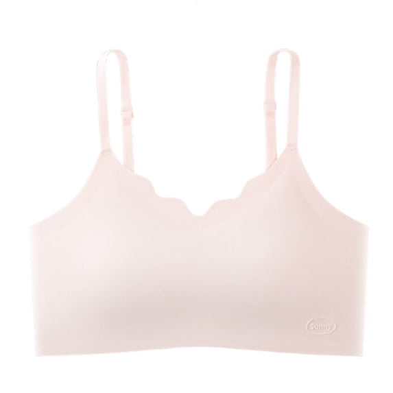 ATOYSOY Teen Girls Seamless Training Bra Scalloped V‑Neck Thin Adjustable Straps Wireless Puberty Underwears For Big Kids Girls