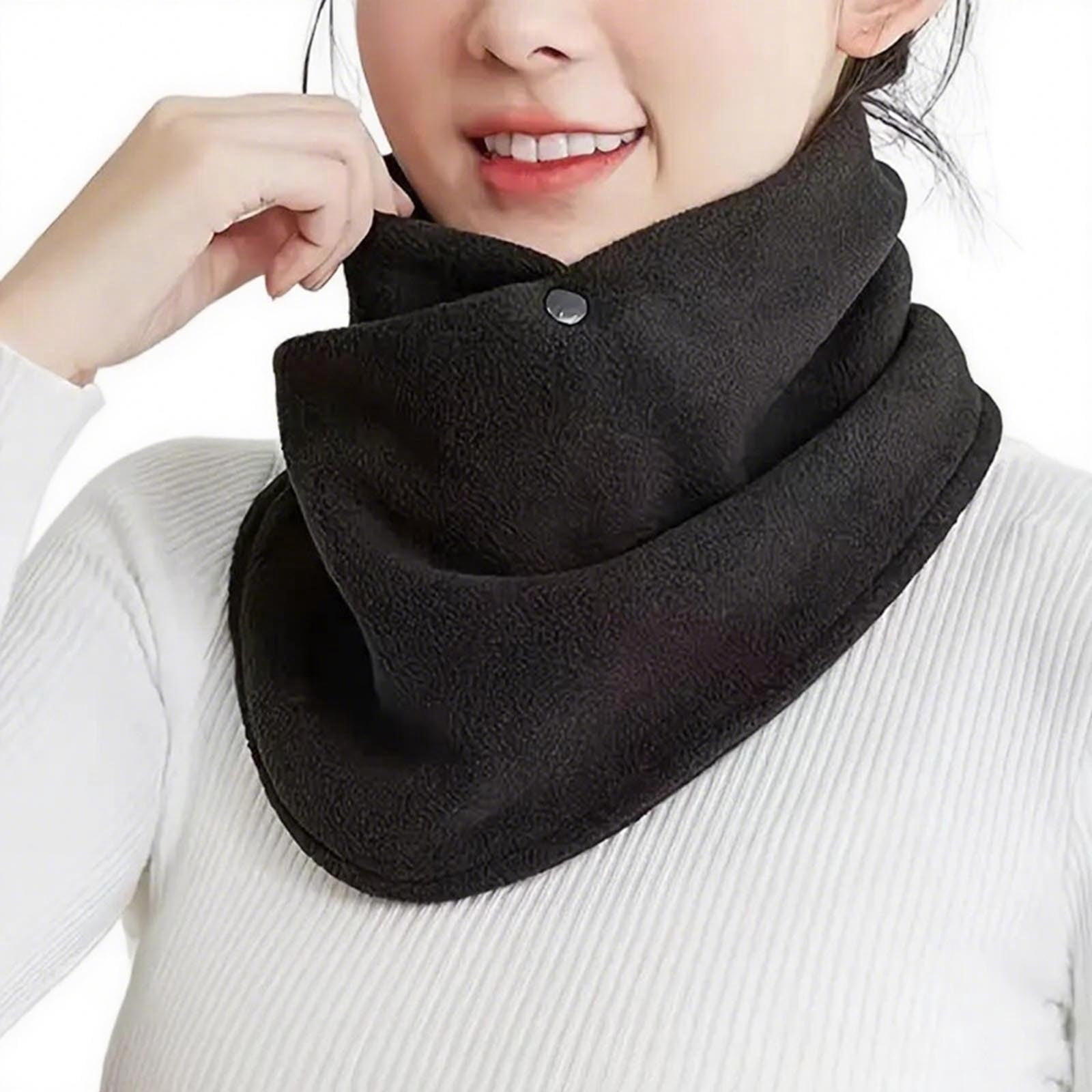 ATOYSOY Thickened Fleece Scarf with Double Button Comfy Solid Color ...