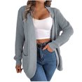 thumbnail image 1 of ATOYSOY Trendy Knitted Tops Cardigans Casual Sweaters Coat Long Sleeve Outwear Lightweigt Open Front Shackets Winter Workout Loose Jackets with Pockets for Women Gray M, 1 of 6