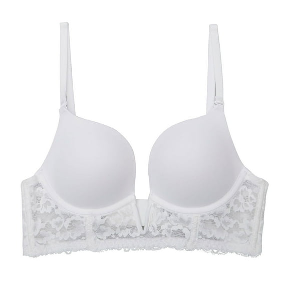 ATOYSOY Underwired Everyday Bra Triangle Bralette Bra Breathable Push Up Underwear Workout Thin Lightweight Girls Teens Floral Lace Smoothing Comfort Bra White