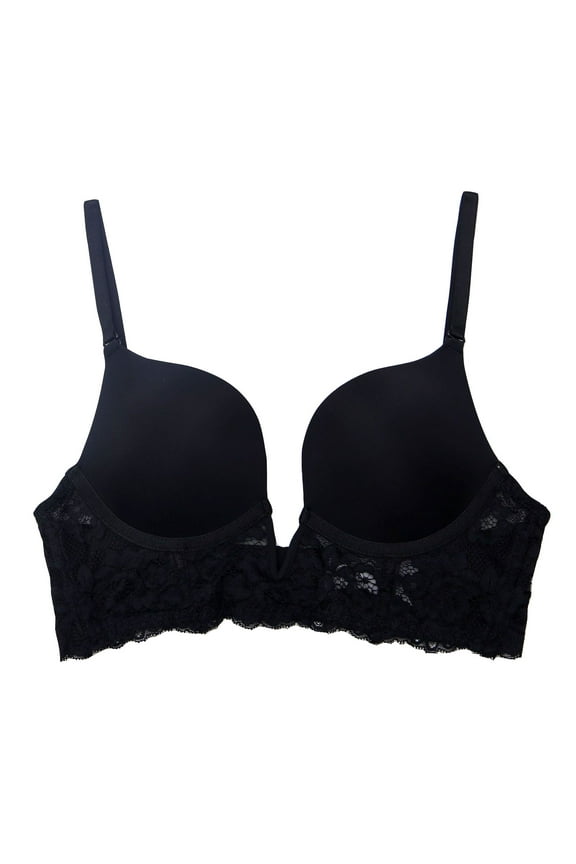 Underwired Everyday Bra Triangle Bralette Bra Breathable Push Up Underwear Workout Thin Lightweight Girls Teens Floral Lace Smoothing Comfort Bra Black