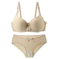 thumbnail image 1 of ATOYSOY Underwired Underwear Sets Everyday Bra Underpants Briefs Breathable Push Up Underwear Workout Solid Color Girls Teens Smoothing Comfort Bra Beige, 1 of 1