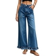 thumbnail image 1 of ATOYSOY Wide Leg Jeans for Women Stretch High Wasited Loose Trendy Denim Jean Ruffle Hem Pants, 1 of 9