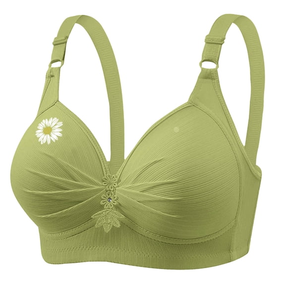 ATOYSOY Wireless Bra for Women with Support No Underwire Push Up Comfy Bra Fashion Printed Everyday Underwear (Green,L)