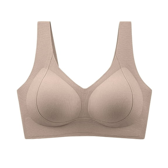 ATOYSOY Wireless Bralette Bras for Women Seamless and Wireless with Wide Comfy Straps Everyday Underwear (Brown,XL)