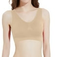 thumbnail image 1 of ATOYSOY Wireless Bras for Older Women Ruched Sports Bra for Women Racerback V-Neck Workout Bras Padded Seamless Longline Yoga Bra Breathable Ladies Soft Lounge Bra (Beige,XXL), 1 of 6