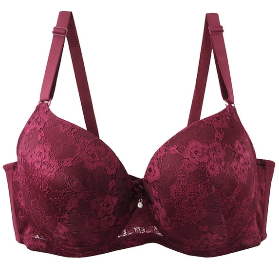 ATOYSOY Wireless Bras for Women Breathable Ladies Lace Underwire Adjustable Comfort Push Up Lifting Supportive Bralettes Soft Everyday Essential (Red,XXL)