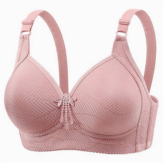 ATOYSOY Wireless Bras for Older Women Breathable Soft Ladies Wire Free Full Coverage Bralettes Comfort Adjustable Push Up Lounge Bra (Pink,M)