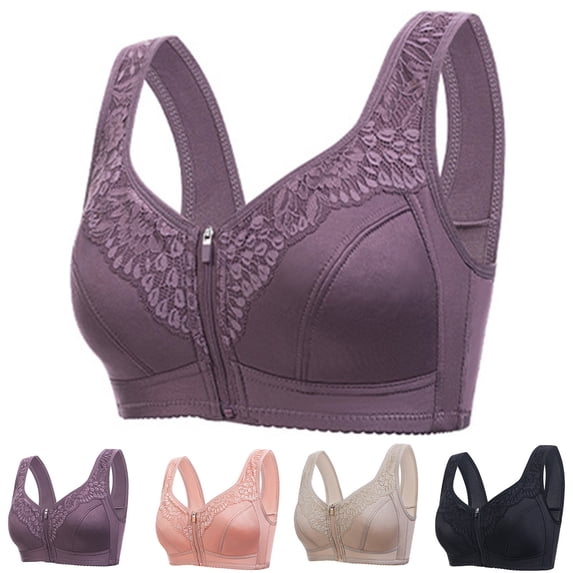 ATOYSOY Wireless Front Closure Bras for Women Breathable Everyday Bra with Adjustable Straps Underwire Bra (Black,36)