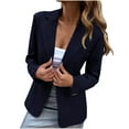 thumbnail image 1 of ATOYSOY Women Open Front Blazers Long Sleeve Casual Office Slim Buttonless Suit Jacket with Pockets Blue XXL, 1 of 5