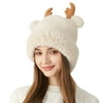 thumbnail image 1 of ATOYSOY Women Warm Hat Cute Reindeer Antlers Knitted Winter Hats Crochet Knit Cap Christmas Santa Hats (Beige,M), 1 of 1