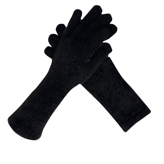 ATOYSOY Women Warm Winter Gloves Fleece Lined Elastic Cuffs Fashion Knitted Winter Gloves (Black,XL)