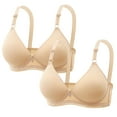 thumbnail image 1 of ATOYSOY Women's 2 Pack Everyday Bra Seamless Wirefree Workout Push Up Bralette Comfort Bra Teens Solid Color Underwear Breathable Beige 38/85, 1 of 4
