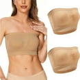 thumbnail image 1 of ATOYSOY Women's 2 Pack Invisible Tube Tops Bra Everyday Bra Strapless Seamless Evening Wedding Beach Wirefree Breathable Push Up Comfort Bra Underwear Beige XXL, 1 of 10