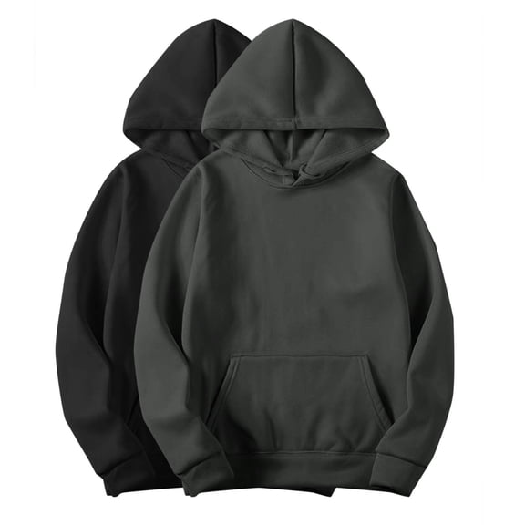 ATOYSOY Women's 2 Pack Loose Hoodie Tops Crew Neck Sweatshirts Outwear Long Sleeve Tees Drawstring Fall Winter Solid Color Pullover with Pockets Casual Shirts Black XL