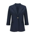 thumbnail image 1 of ATOYSOY Women's 3/4 Sleeve Button Front Cardigan Plus Size Blazer Suit with Pockets Versatile Solid Work Coat Business Attire Casual Lined Lapel Open Front Jacket Trendy Blue L, 1 of 6