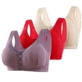 thumbnail image 1 of ATOYSOY Women's 3 Pack Cotton Lined Nursing Bra Everyday Bra Underwear Push Up Bralette Teens Breathable Workout Comfort Bra Front Closure Button Wireless Purple 40, 1 of 2