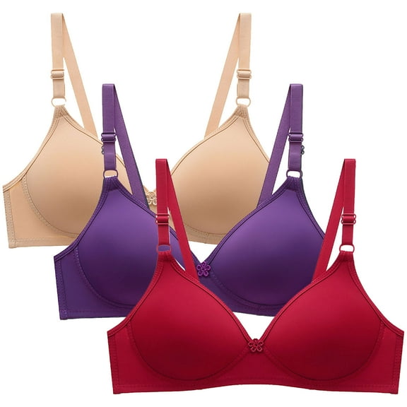 ATOYSOY Women's 3 Pack Everyday Bra Small Cup Wirefree Solid Color Underwear Push Up Bralette Teens Breathable Comfort Bra Workout Multi-color M